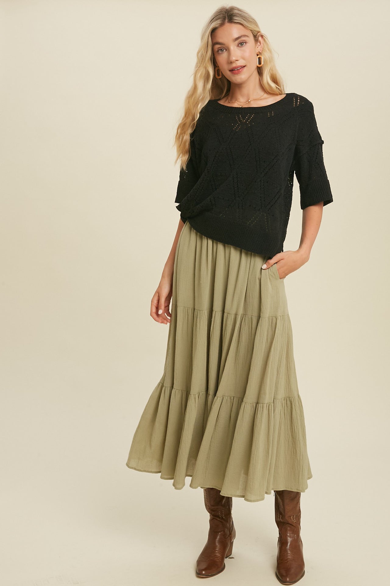 Black lightweight Short Sleeve Sweater