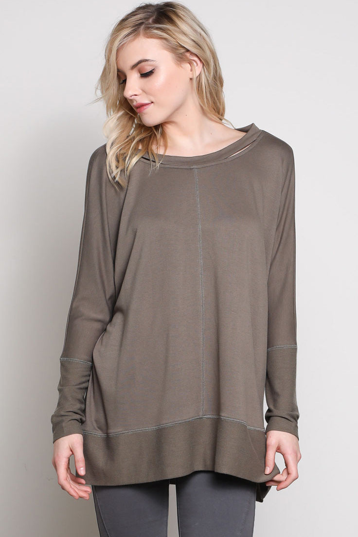 Oversized Knit Top- olive