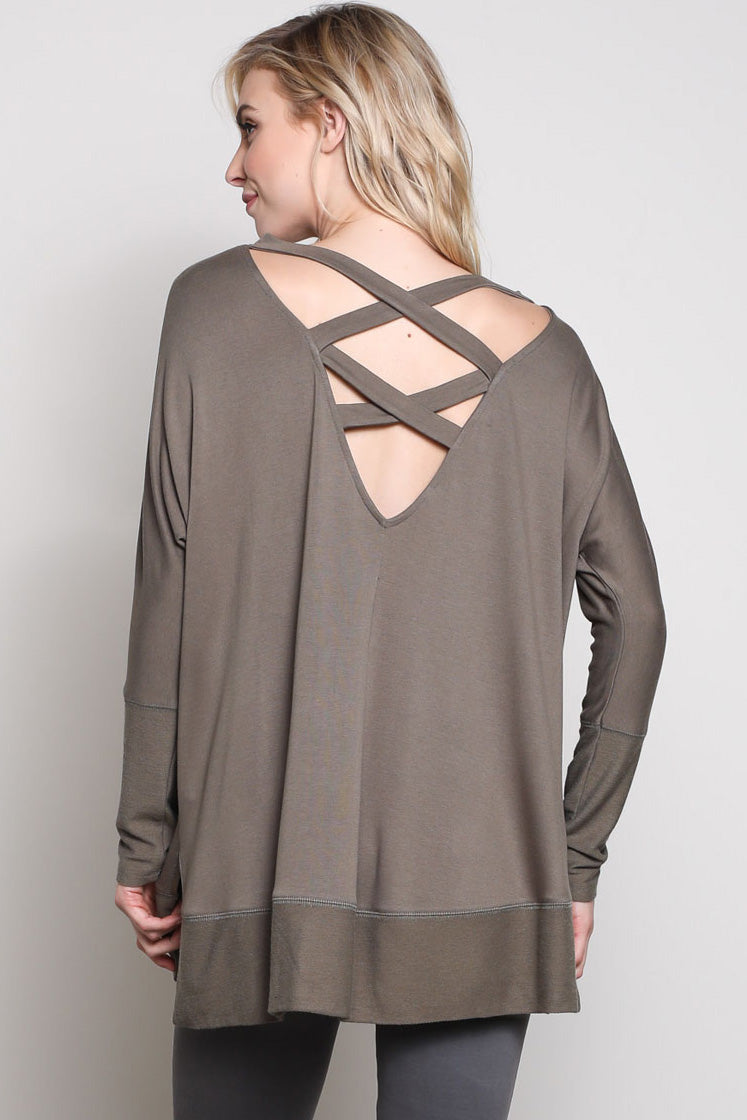 Oversized Knit Top- olive