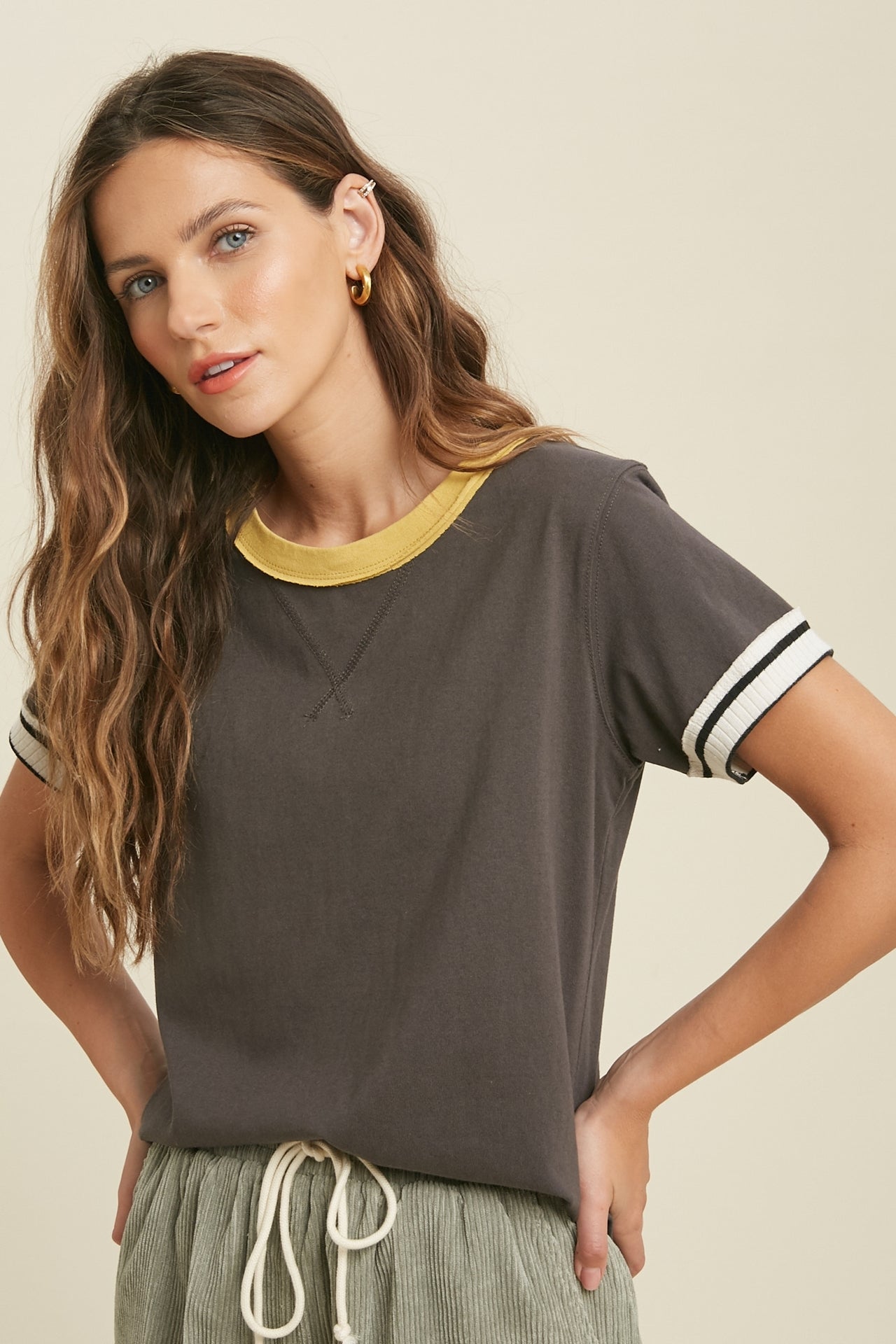 Cotton Knit Top Charcoal