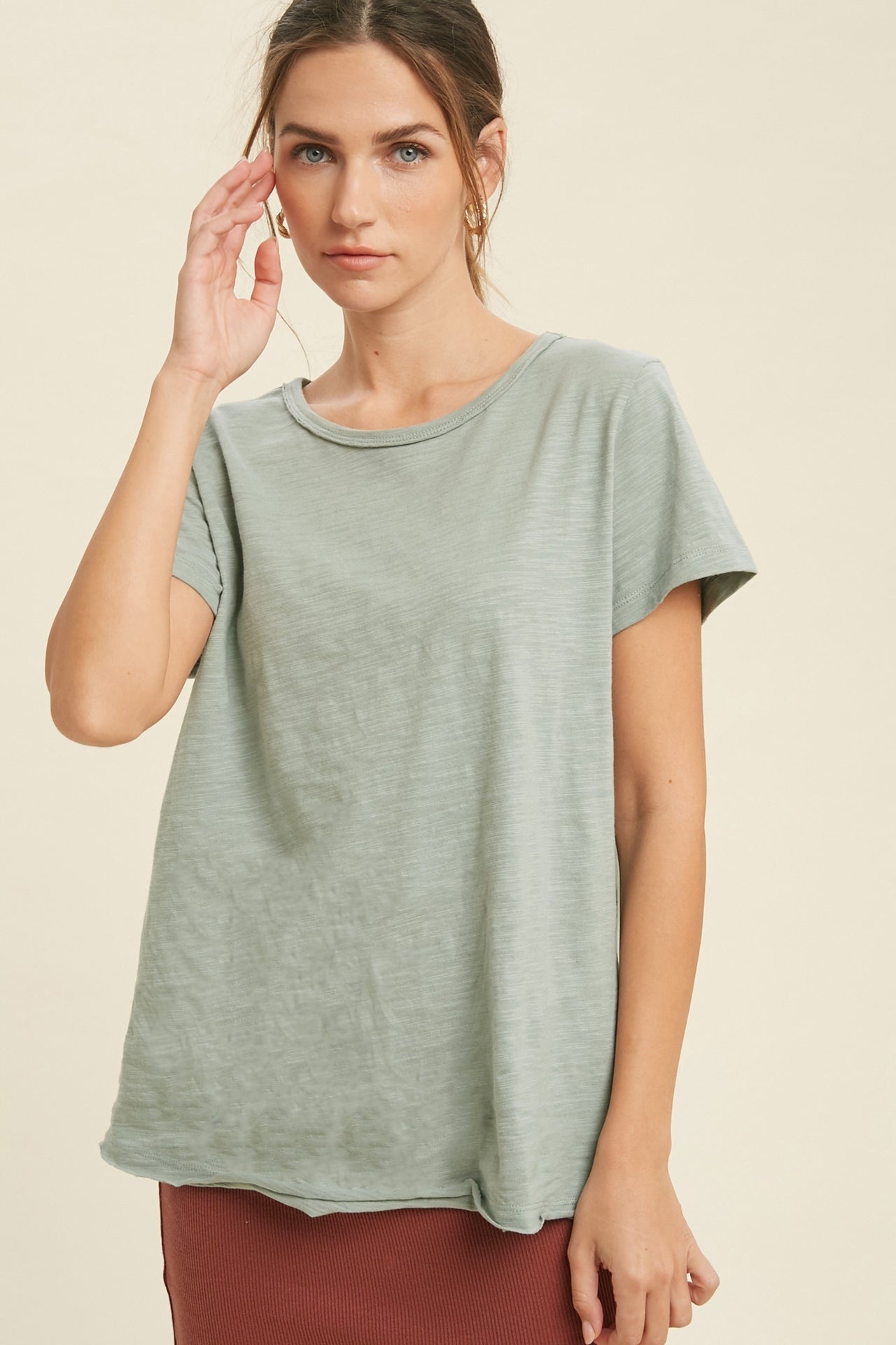 Knit Top with back Detail Sage