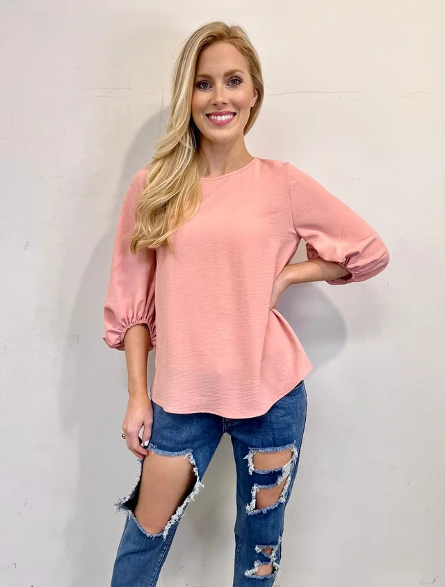 Ballet Slipper- Pink Balloon Sleeve Blouse