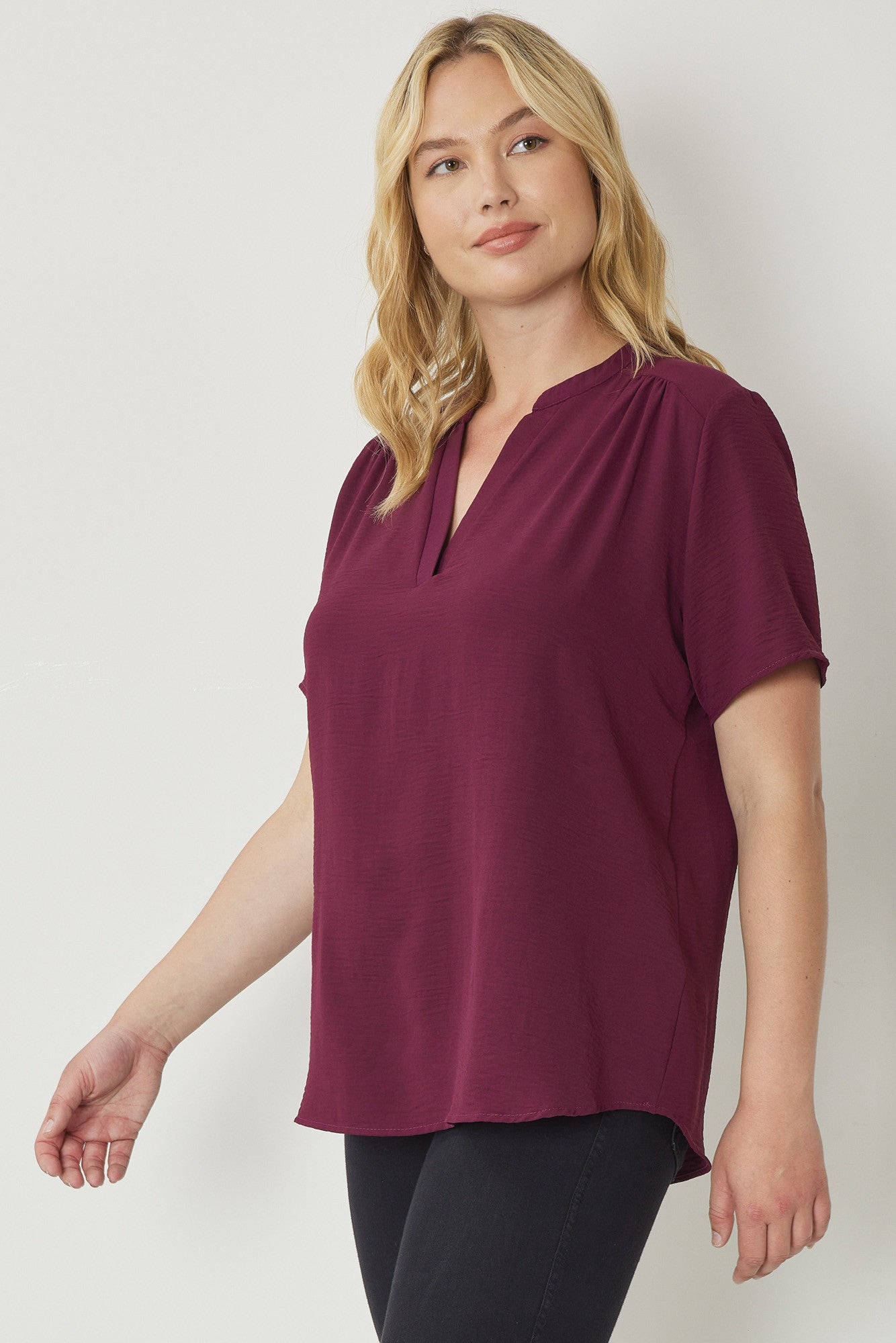 Burgundy Plus size Blouse