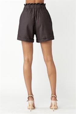 Dark Grey Paper Bag Shorts