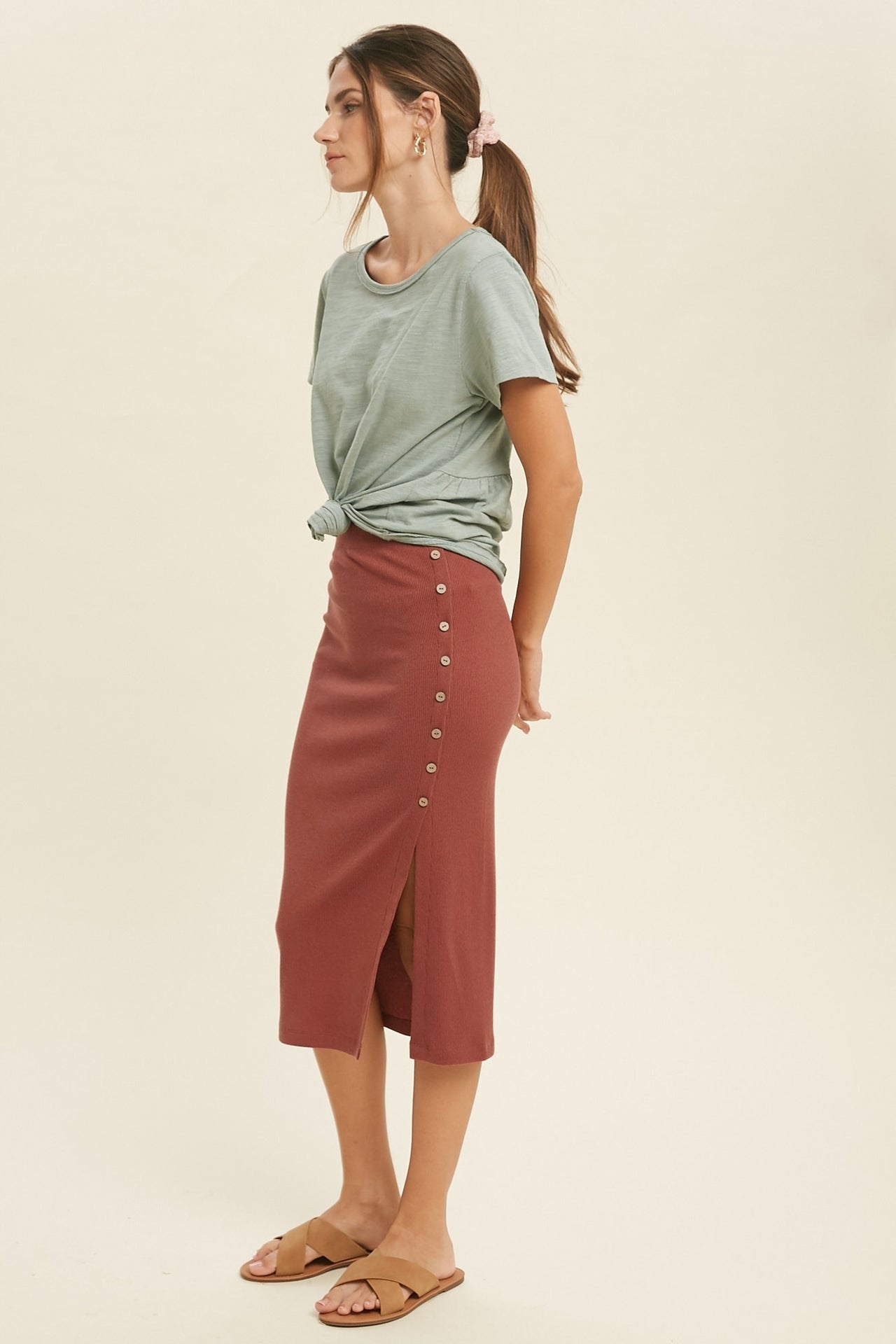 Knit Top with back Detail Sage