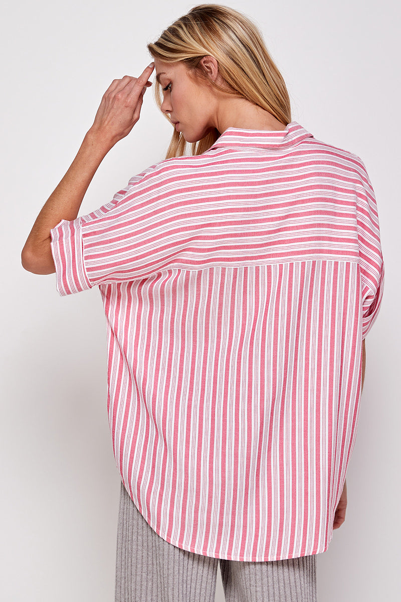 Pink and White Stripe Top