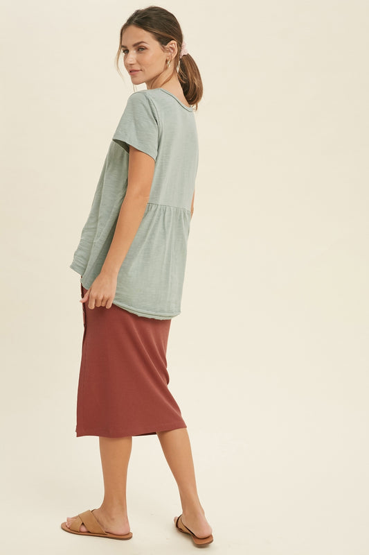 Knit Top with back Detail Sage