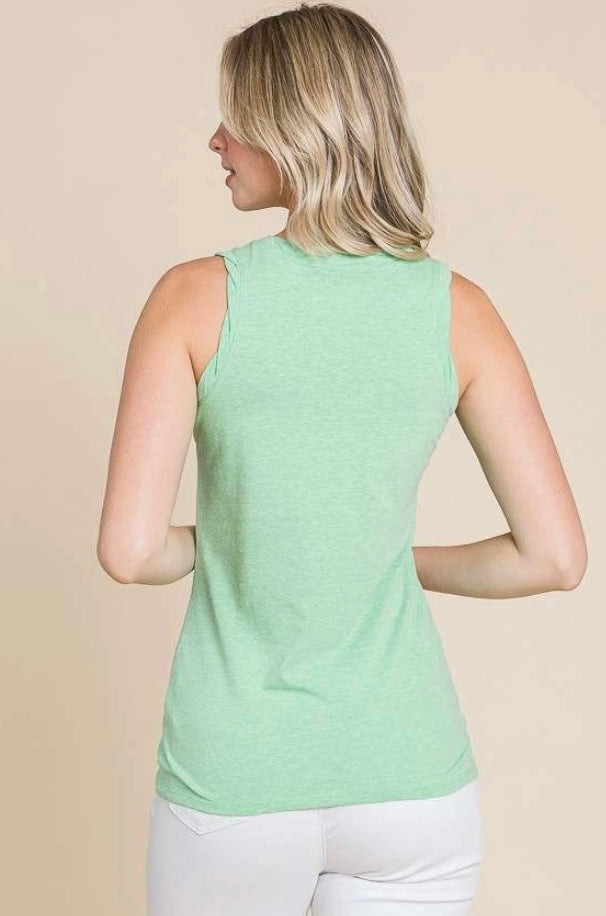 Twist Neck Halter Tank in Mint