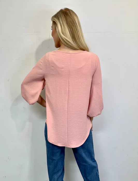 Ballet Slipper- Pink Balloon Sleeve Blouse