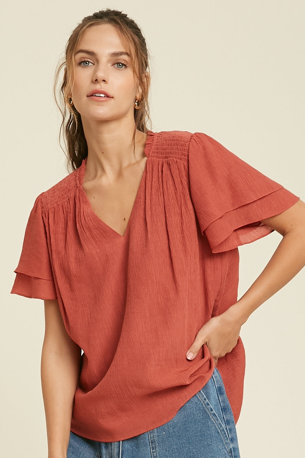 Rose Layered Sleeve Blouse