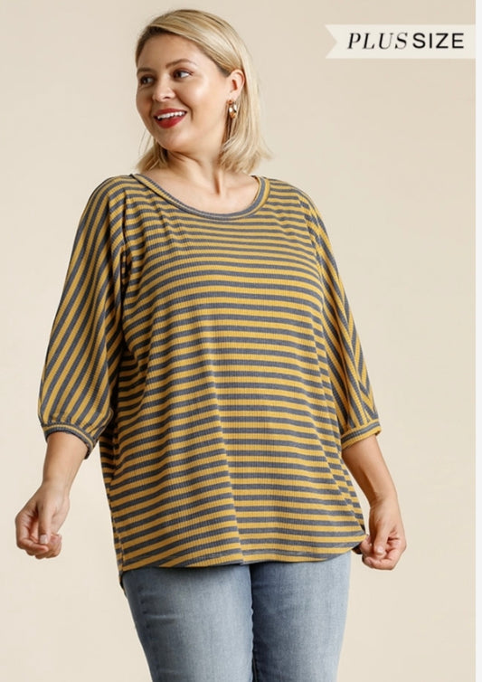 Yellow and Blue top - Plus Size