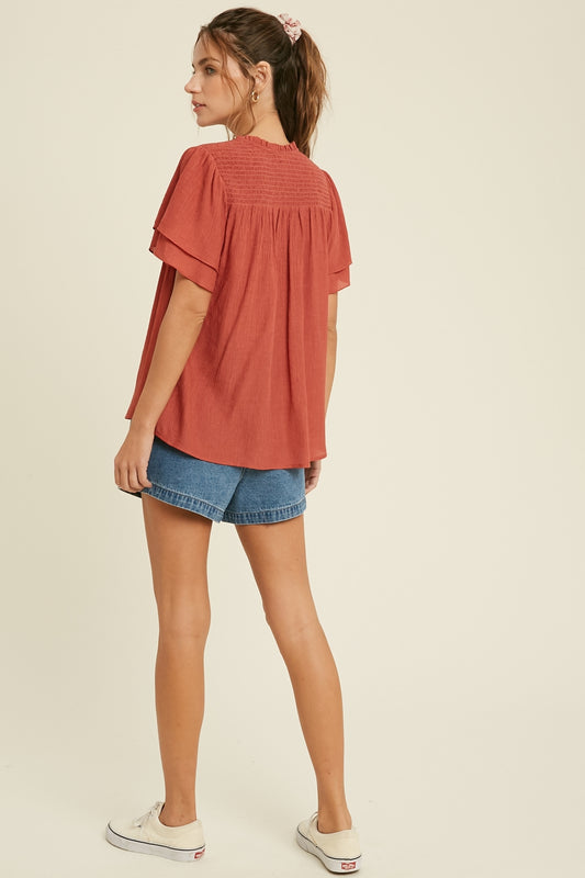 Rose Layered Sleeve Blouse