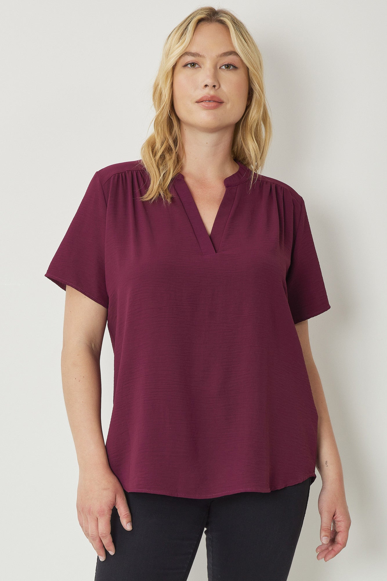 Burgundy Plus size Blouse