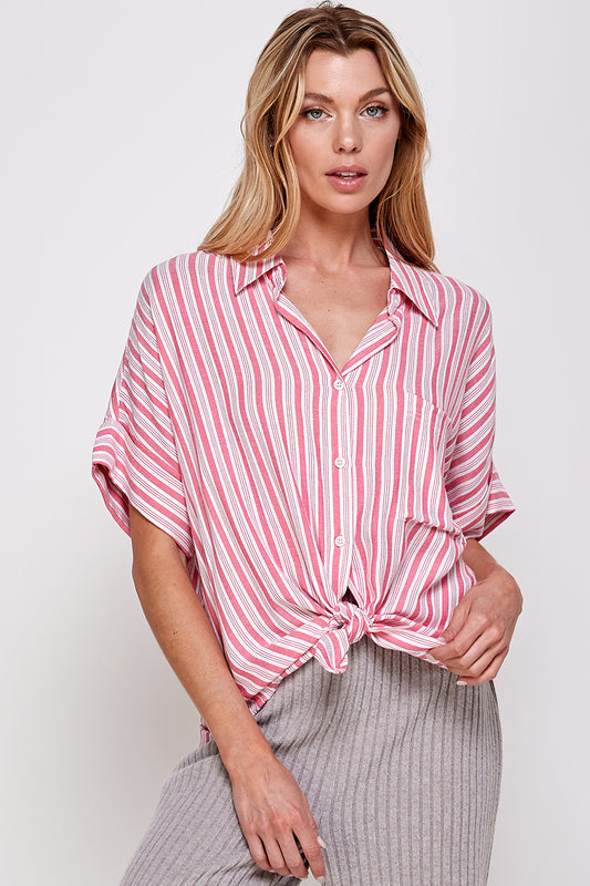 Pink and White Stripe Top