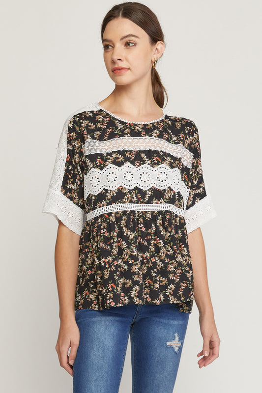 Black Floral Top