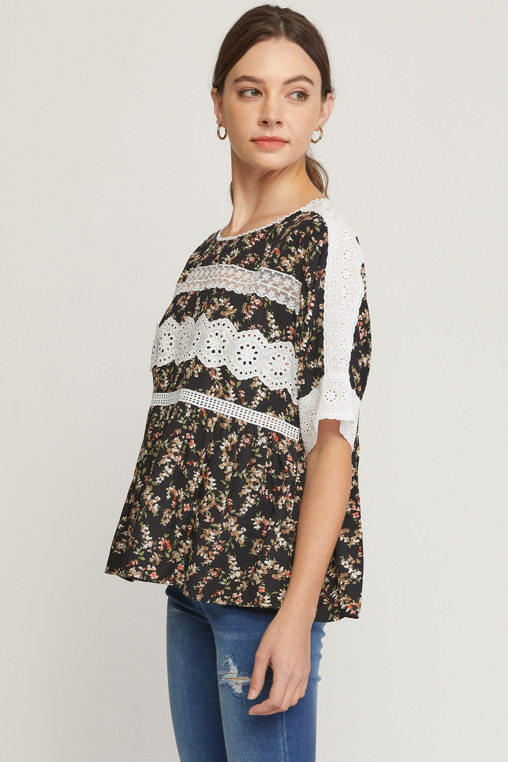 Black Floral Top